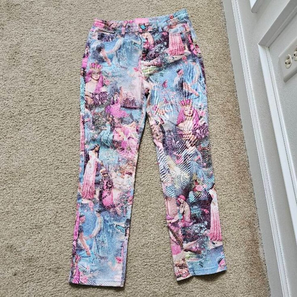 Dolls Kill Sugar Thrillz Once Upon A Dime Twill Mom Jeans Size Medium
